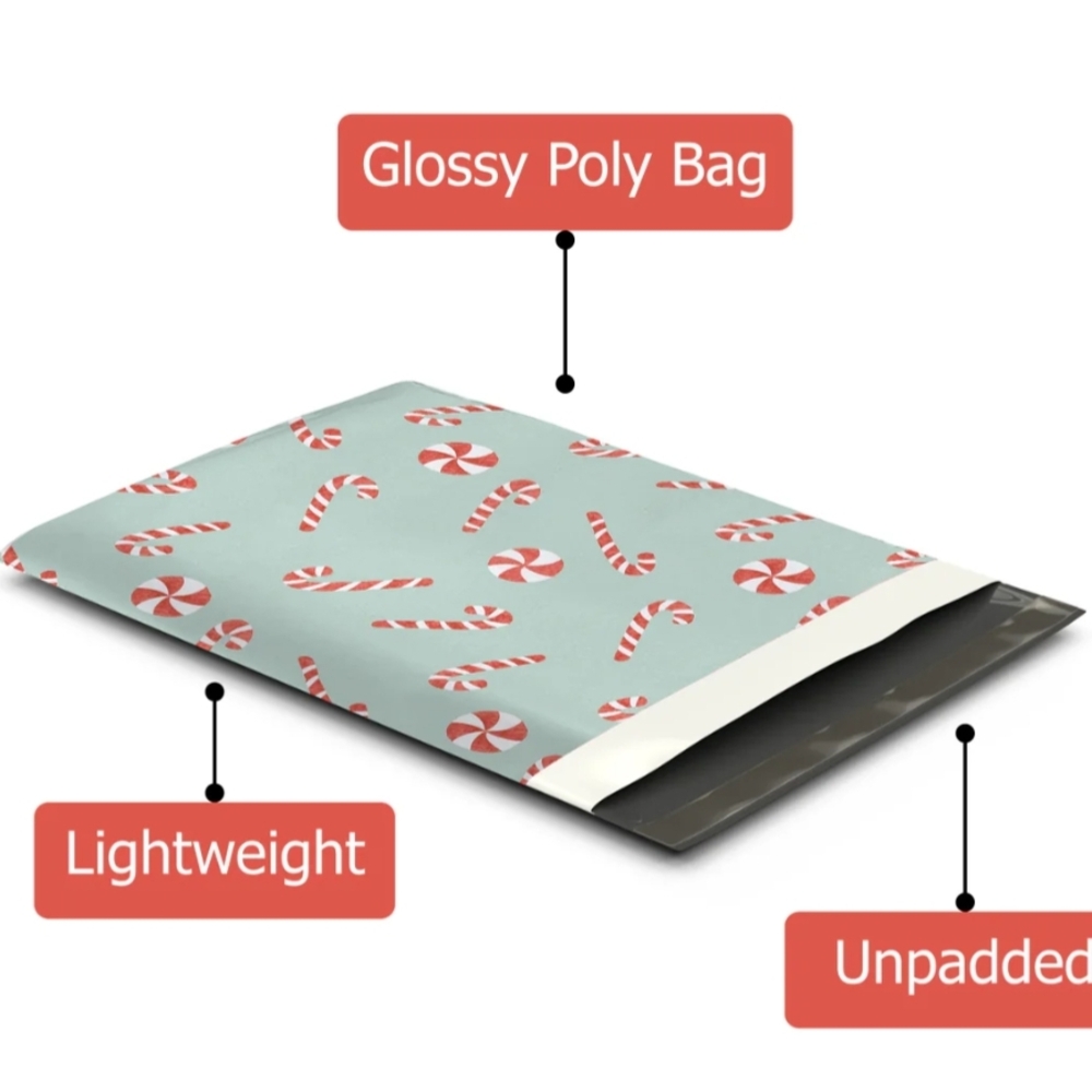 15 Candy Cane Poly Mailers - Picture 4 of 5